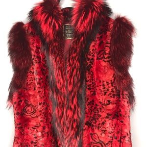 Red & Black Fox Fur Vest